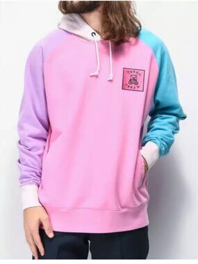 Teddy Fresh Pink and White Hooded Sweatshirt with Logo Tag